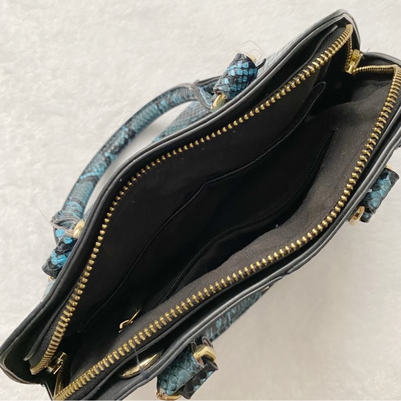 Faux Croc Print Mini Bag With Gold Studded Hardware - Picture 12 of 14